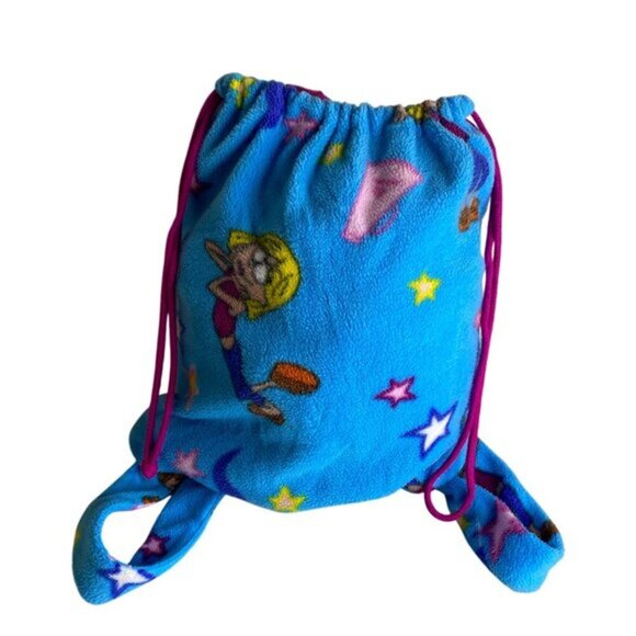 Y2K 00 Lizzie Mcguire Fleece Blanket Bag With Attached Drawstring Backpack 59" X - Picture 2 of 6